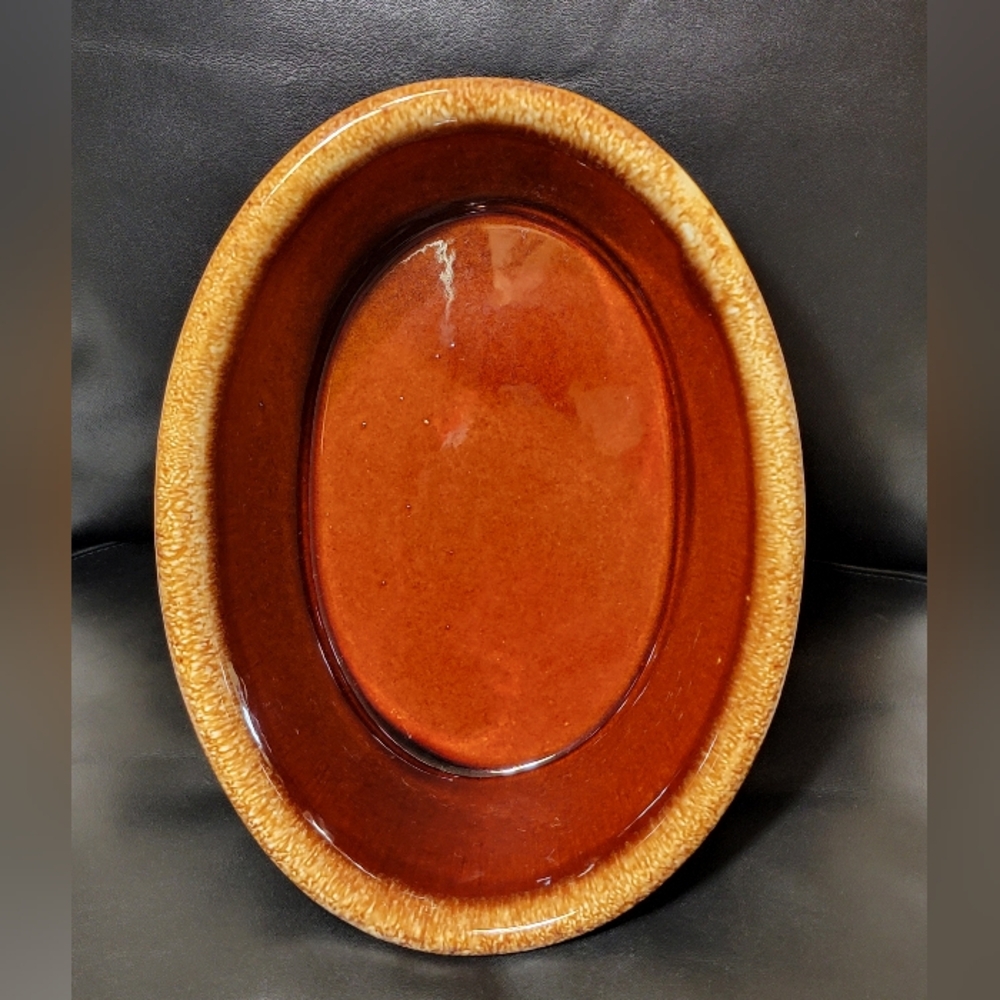 Vintage Pottery Hull USA Oven Proof Brown Drip 10" x 7" Oval Casserole Dish EUC